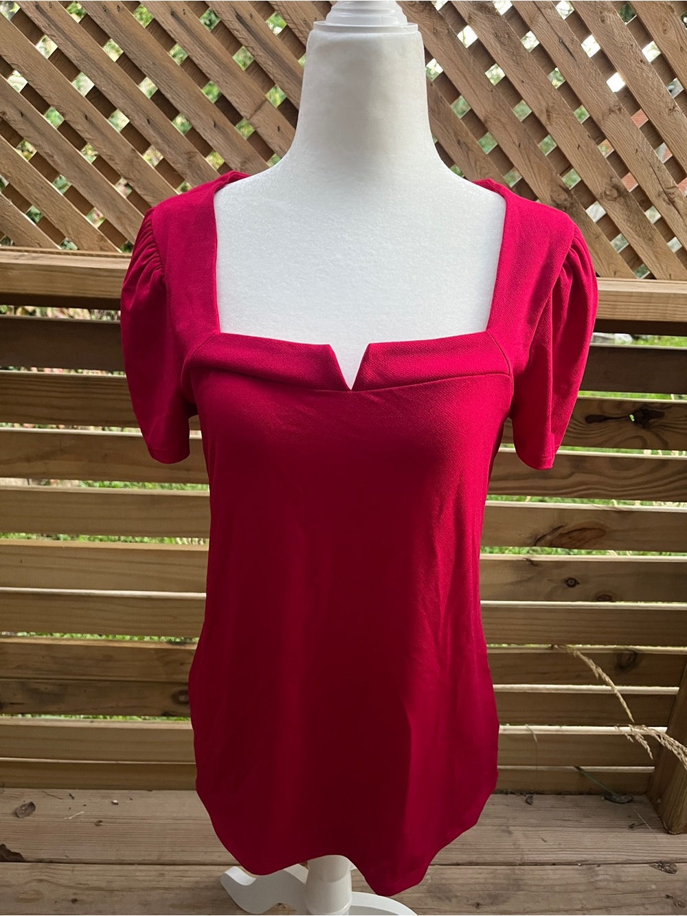 Express Bright Pink Square Neck Short Sleeve Top